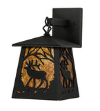 7"W Elk at Dawn Hanging Outdoor Wall Sconce