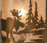 11"W Moose At Lake Wildlife Wall Sconce