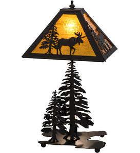 21"H Lone Moose W/Lighted Base Wildlife Rustic Lodge Table Lamp