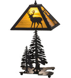 21"H Placid Deer W/Lighted Base Table Lamp