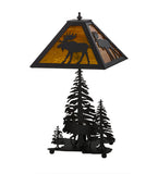 21"H Moose Through The Trees W/Lighted Base Lamp