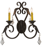 19"W Josephine 2 Lt W/Crystals Victorian Wall Sconce