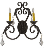 19"W Josephine 2 Lt W/Crystals Victorian Wall Sconce