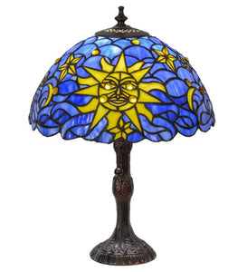 16.5"H Tiffany Sun, Moon & Stars Contemporary Table Lamp