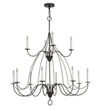 48"W Polonaise 12 Lt Two Tier Contemporary Chandelier