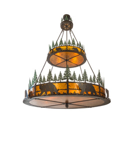 72"W Bear in the Woods 2 Tier Wildlife Inverted Pendant