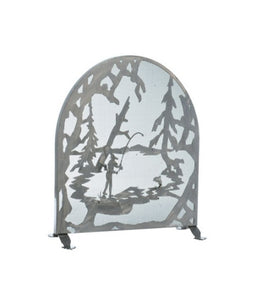 30"W X 30"H Fly Fishing Creek Arched Metal Fireplace Screen