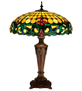 25"H D & K Colonial Stained Glass Table Lamp