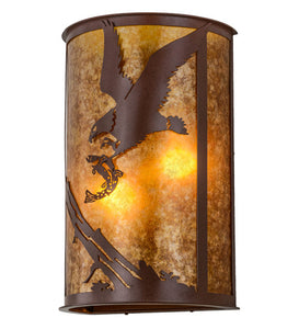 13"W Strike of the Eagle Rustic Lodge Wildlife Wall Sconce