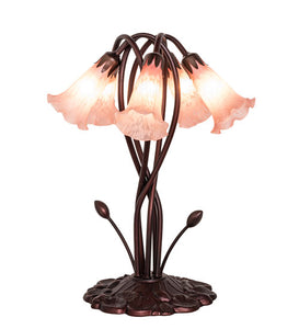 17"H Pink Tiffany Pond Lily 5 Lt Accent Lamp