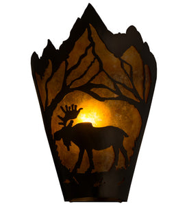 8"W Moose at Dawn Wildlife Left Wall Sconce