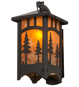 8"W Tall Pines Curved Arm Hanging Outdoor Wall Sconce