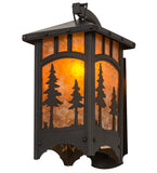 8"W Tall Pines Curved Arm Hanging Outdoor Wall Sconce