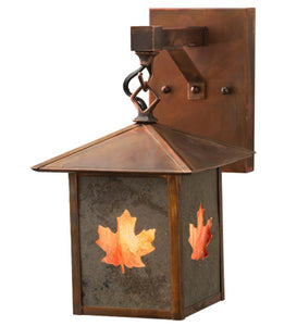 7"W Seneca Maple Leaf Hanging Outdoor Wall Sconce