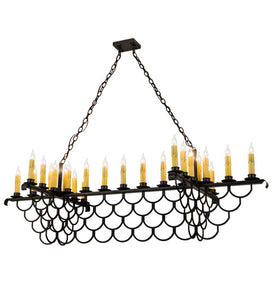 71"L Picadilly 23 Lt Contemporary Lodge Oblong Chandelier