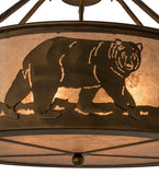 22"W Black Bear Wildlife Lodge Inverted Pendant