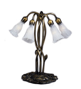 16.5"H White Pond Lily 5 Lt Tiffany Floral Accent Lamp