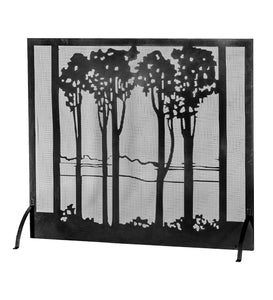 55"W X 48"H Tall Poplars Lodge Metal Fireplace Screen