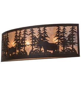 36"W Tall Pines Wildlife Bear & Moose Wall Sconce