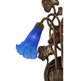 11"W Blue Pond Lily 2 Lt Victorian Wall Sconce