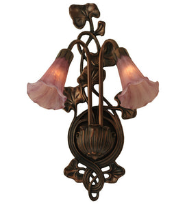 11"W Lavender Pond Lily 2 Lt Wall Sconce