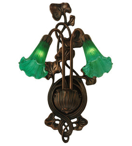 11"W Green Pond Lily 2 Lt Wall Sconce
