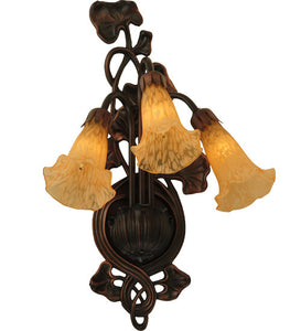 10.5"W Amber Pond Lily 3 Lt Wall Sconce