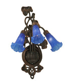 10.5"W Blue Pond Lily 3 Lt Wall Sconce