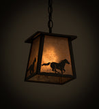 7"Sq Running Horse Lantern Pendant