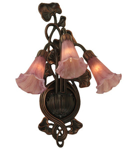10.5"W Lavender Pond Lily 3 Lt Wall Sconce