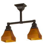 17"L Bungalow Frosted Amber 2 Lt Mission Semi-Flushmount