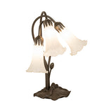 16"H White Pond Lily 3 Lt Table Lamp