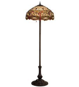 63"H Tiffany Hanginghead Dragonfly Stained glass Floor Lamp