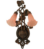 11"W Pink Pond Lily 2 Lt Wall Sconce