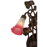 11"W Pink/White Pond Lily 2 Lt Wall Sconce