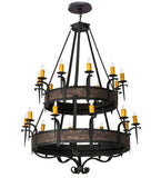 56"W Gothic Costello 20 Lt Two Tier Rustic Chandelier