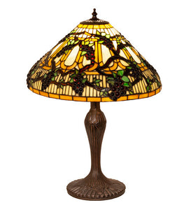 22"H Jeweled Grape Stained Glass Table Lamp