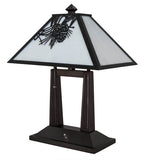 20"H Winter Pine Rustic Lodge Desk Lamp