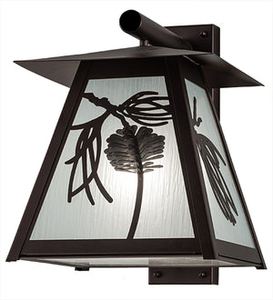 14"W Scotch Pine Home Security Outdoor Wall Sconce
