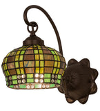 7"W Tiffany Jeweled Basket Stained Glass Wall Sconce