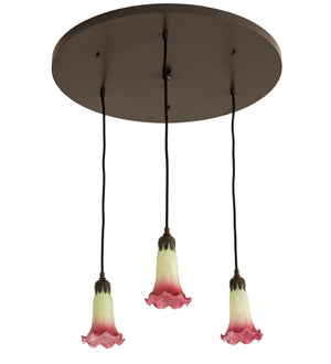 24"W Pond Lily 3 Lt Cascading Pendant