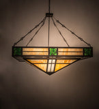 48"Sq Bungalow Rose Stained Glass Inverted Pendant
