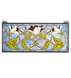 25"W X 11"H Magnolia Floral Stained Glass Window