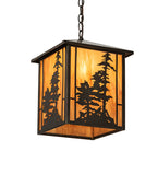 12"Sq Tall Pines Lantern Outdoor Pendant