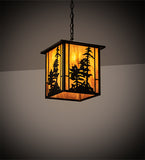 12"Sq Tall Pines Lantern Outdoor Pendant