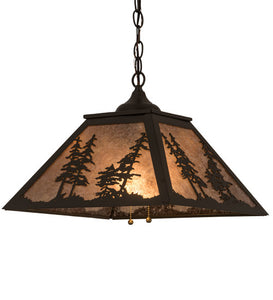 16"Sq Tall Pines Rustic Lodge Pendant