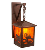  8"W Fly Fisherman Outdoor Hanging Wall Sconce