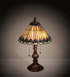 19"H Tiffany Jeweled Peacock Accent Lamp