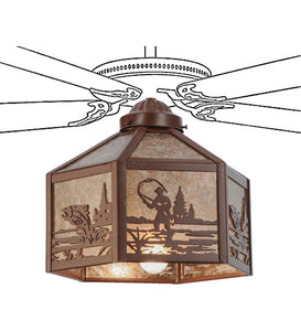 13"W Fly Fisherman Rustic Lodge Fan Light