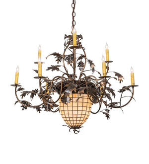 39"W Greenbriar Oak 9 Lt Chandelier